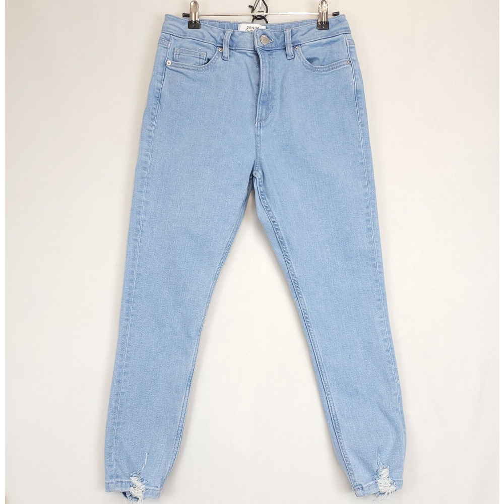 Miss Selfridge Petites Denim Skinny Pants Women 6 Distress Hem Light‎ Blue Jeans